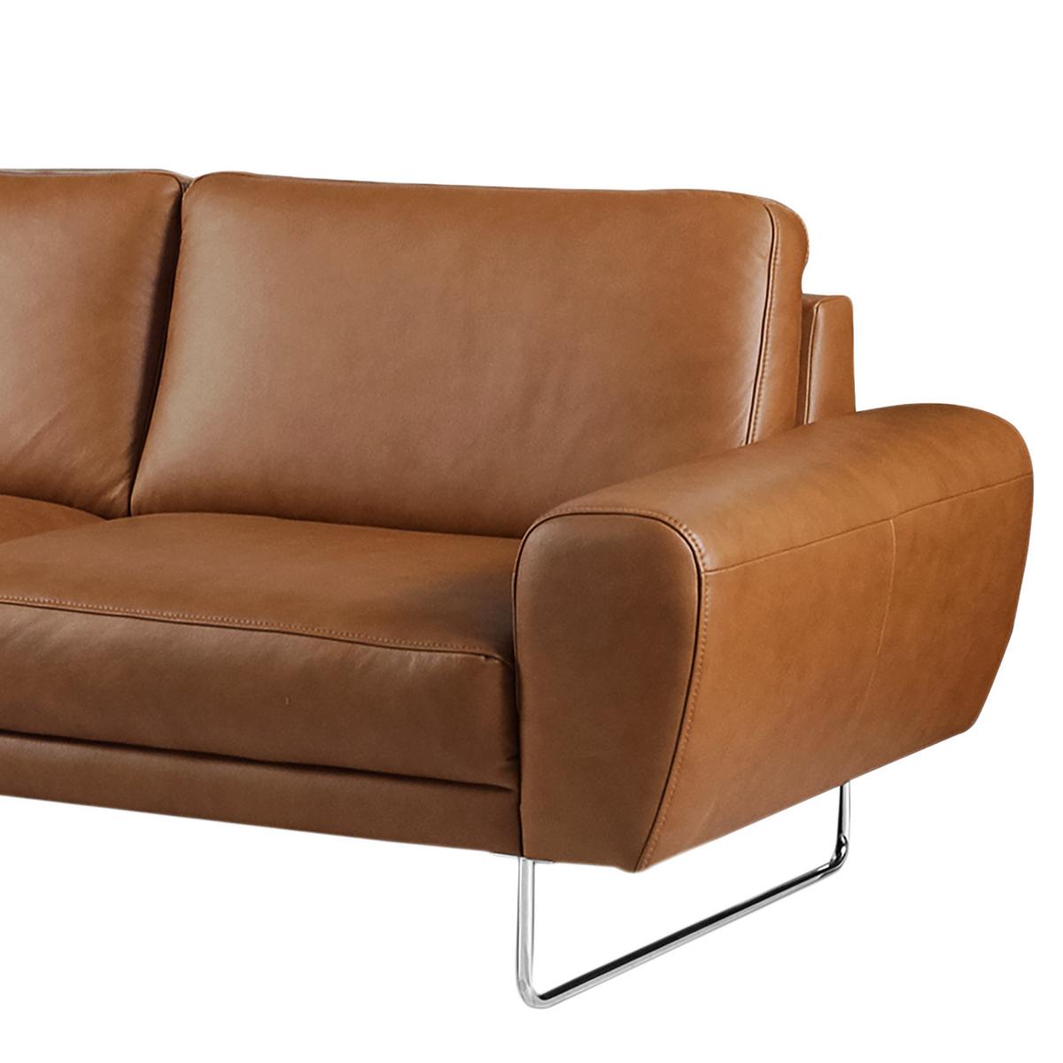 Ecksofa Spring Cognac Chrom S: 250x273 Cm - Chromfarben/Cognac, Design, Leder (250/273cm) - Livetastic