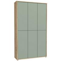 Skříň na boty, pastelově zelená/dub artisan - šedá/šalvějově zelená, Moderní, kompozitní dřevo/plast (109,2/191,9/34,9cm)
