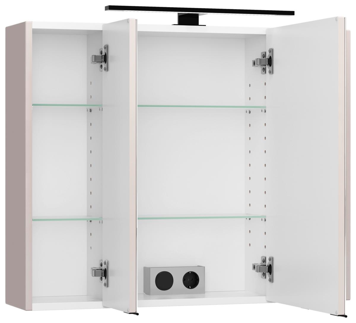 Spiegelschrank Sevilla Kaschmir, B: 80 cm - Kaschmir, MODERN, Glas/Holzwerkstoff (80/64/20cm) - Held