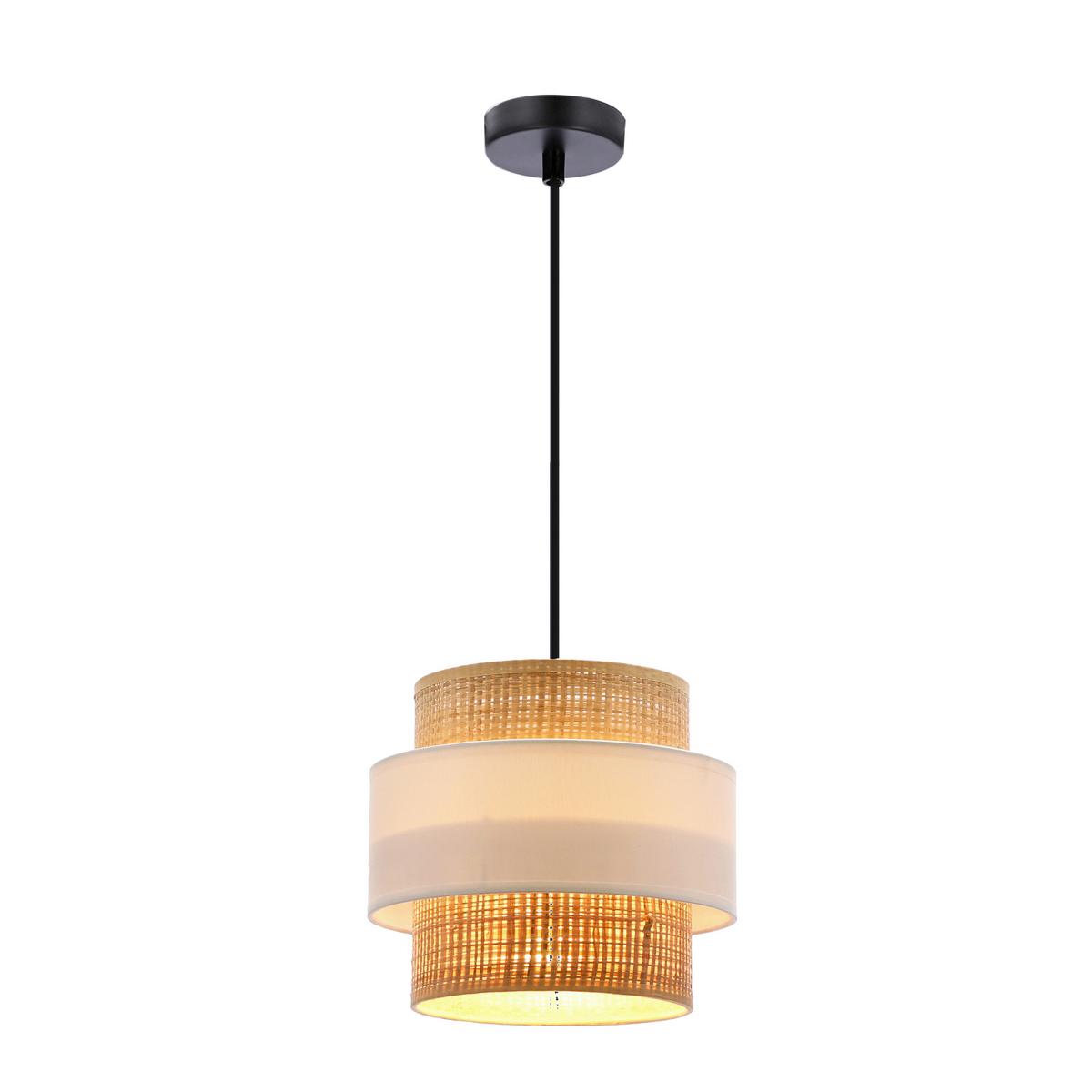 Hängeleuchte 31-18182 Rattan - Creme/Schwarz, Natur, Kunststoff/Metall (20/100cm)