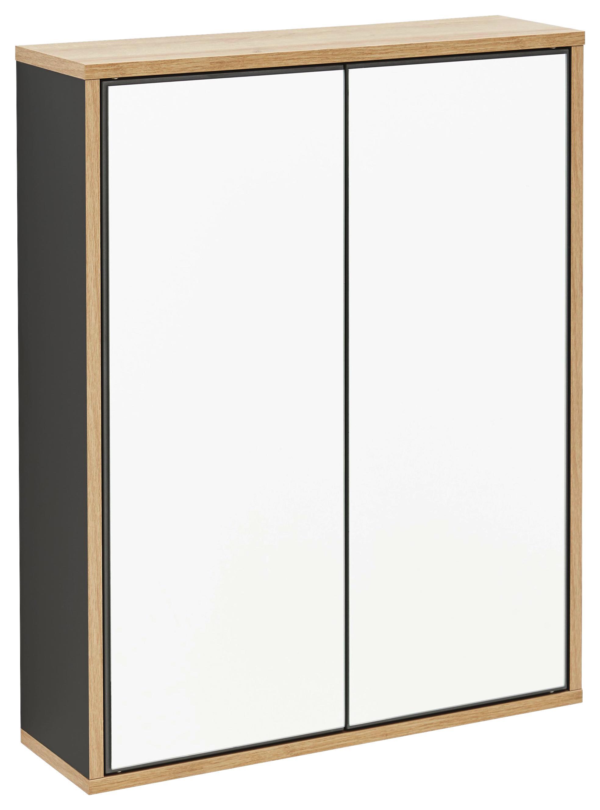 Spiegelschrank Finn B:60cm Anthrazit/dekor - Anthrazit, MODERN, Glas/Holzwerkstoff (60/75/18,5cm) - Fackelmann