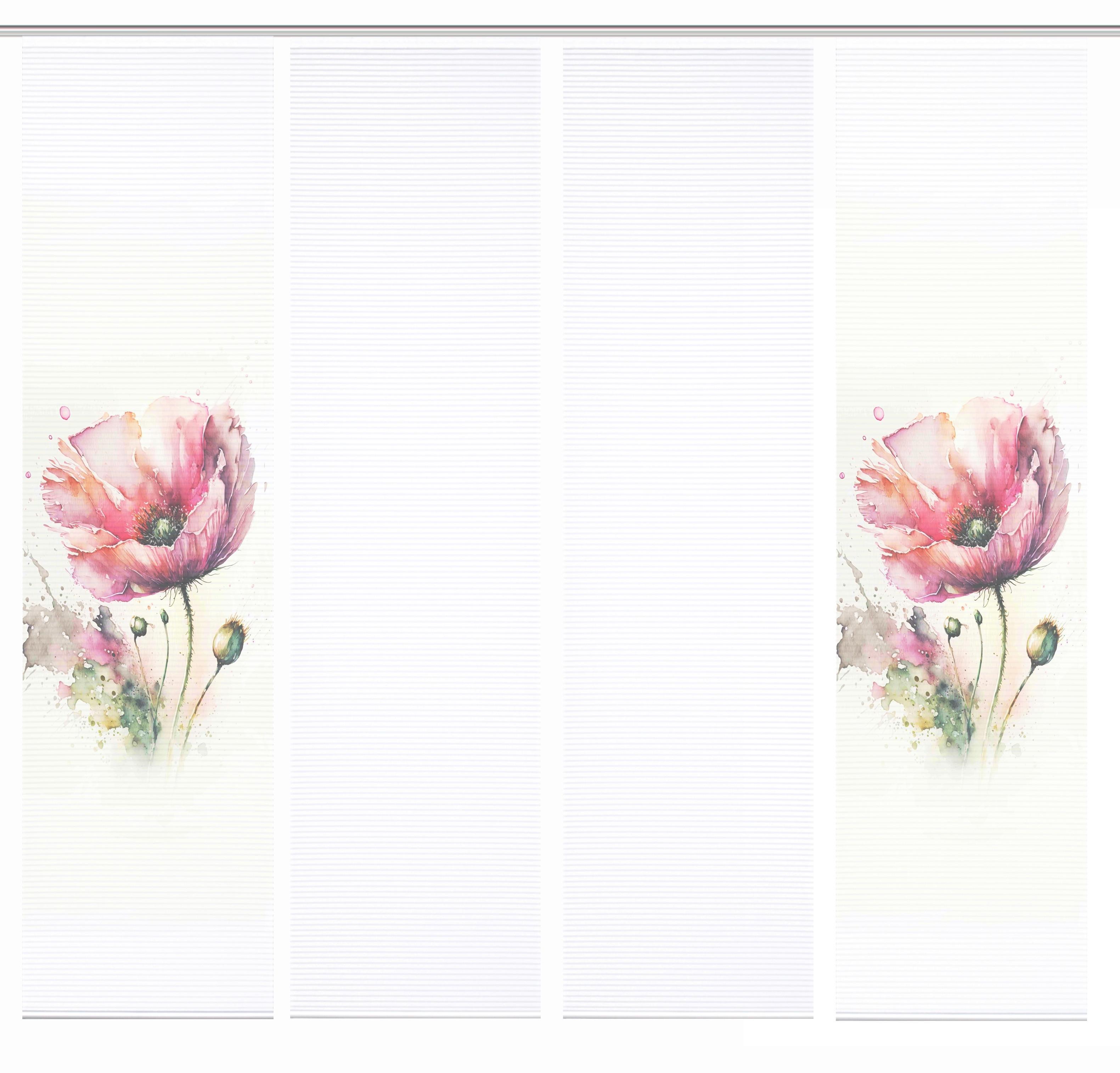 Flächenvorhang Meliora 4er Set - Rosa/Weiß, Natur, Textil (60/245cm)