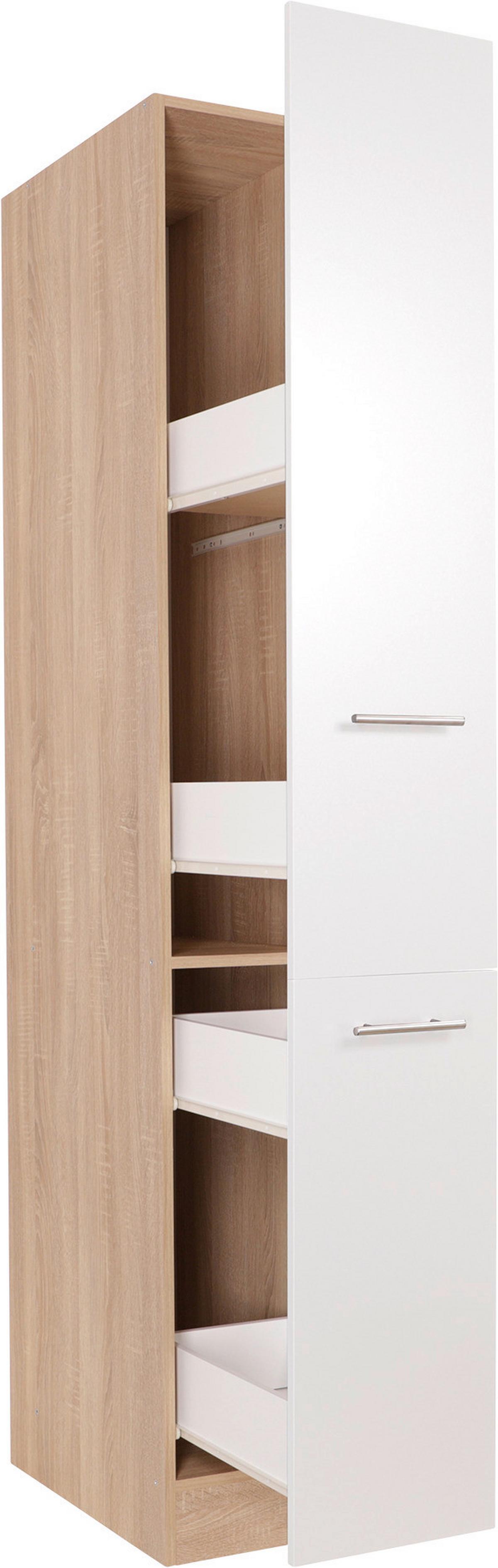 Apothekerschrank Merle Weiß, Eiche Dekor B:30cm - Eichefarben/Weiß, Basics, Holzwerkstoff (30/200/60cm) - Respekta