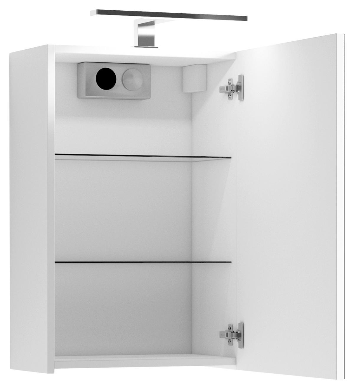 Spiegelschrank Spree Mit Led 1 Tür Bxhxt 40x60x20 Cm Weiß - Weiß, MODERN, Glas/Holzwerkstoff (40/60/20cm) - MID.YOU