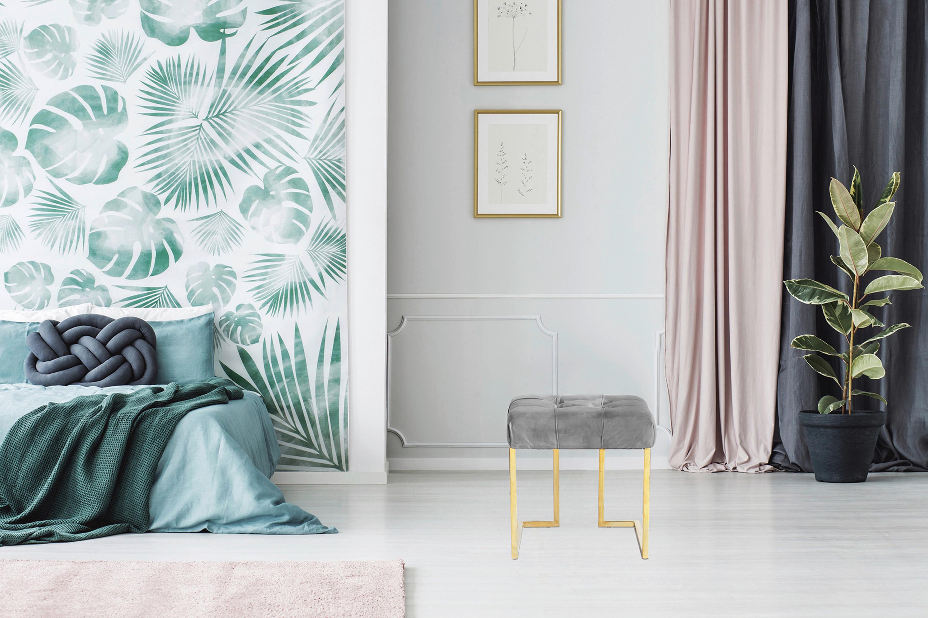 Hocker Rare 100 Grau B: 48 Cm - Goldfarben/Grau, Design, Textil (48/48/48cm) - Kayoom