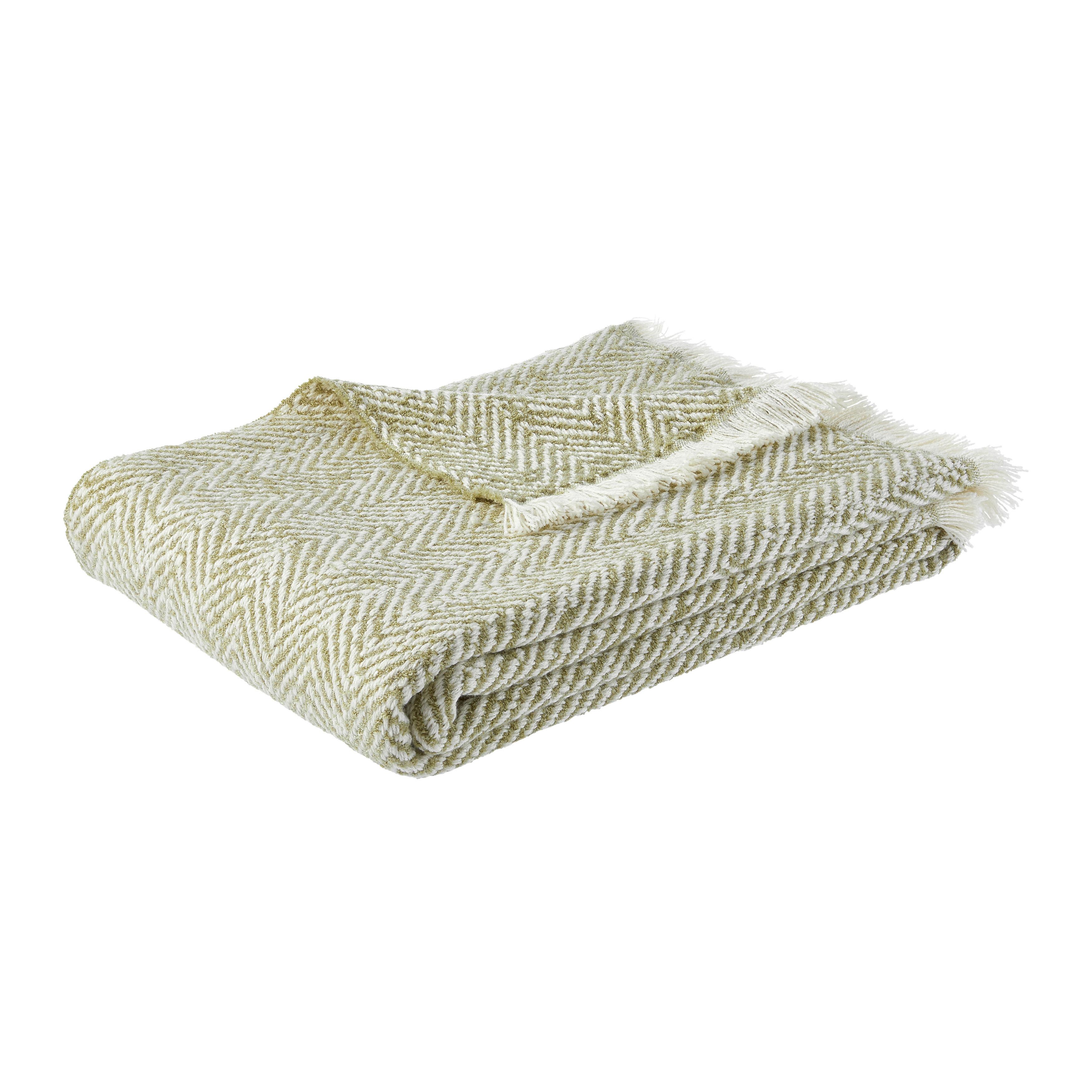 Měkká deka Chevron, 130/170cm - bílá/zelená, Moderní, textil (130/170cm) - Modern Living
