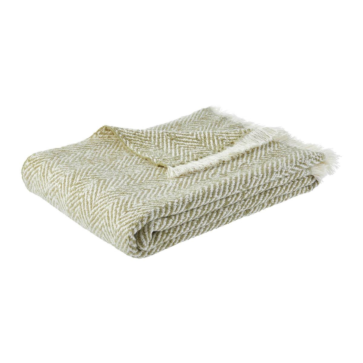 Měkká deka Chevron, 130/170cm - bílá/zelená, Moderní, textil (130/170cm) - Modern Living