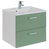 Waschtischkombi Riga Grün/Weiß B: 60 cm - Weiß/Grün, MODERN, Holzwerkstoff/Stein (60cm) - Held