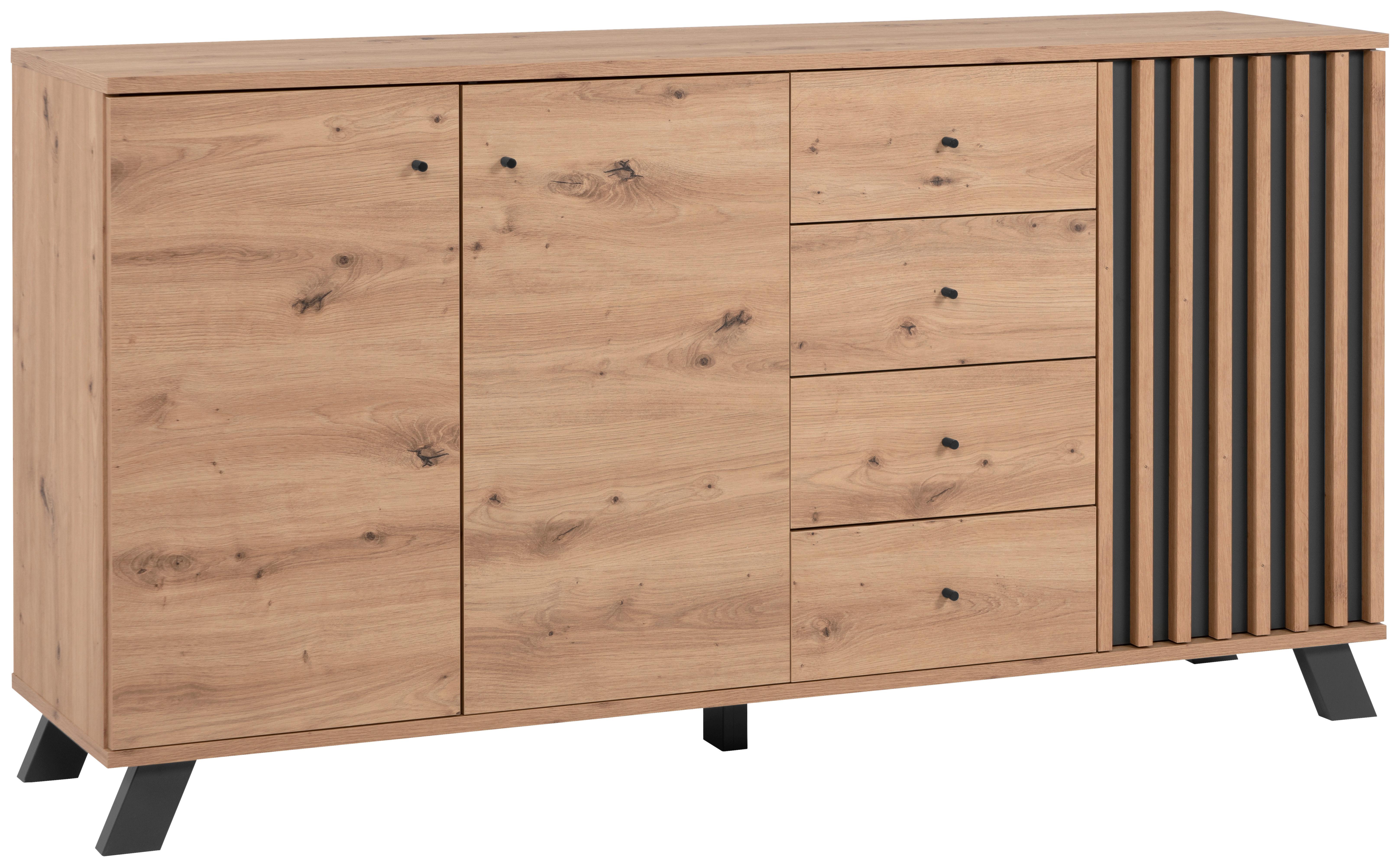 Sideboard mit Einlegeböden 160 cm Medan Anthrazit/Eiche Dekor