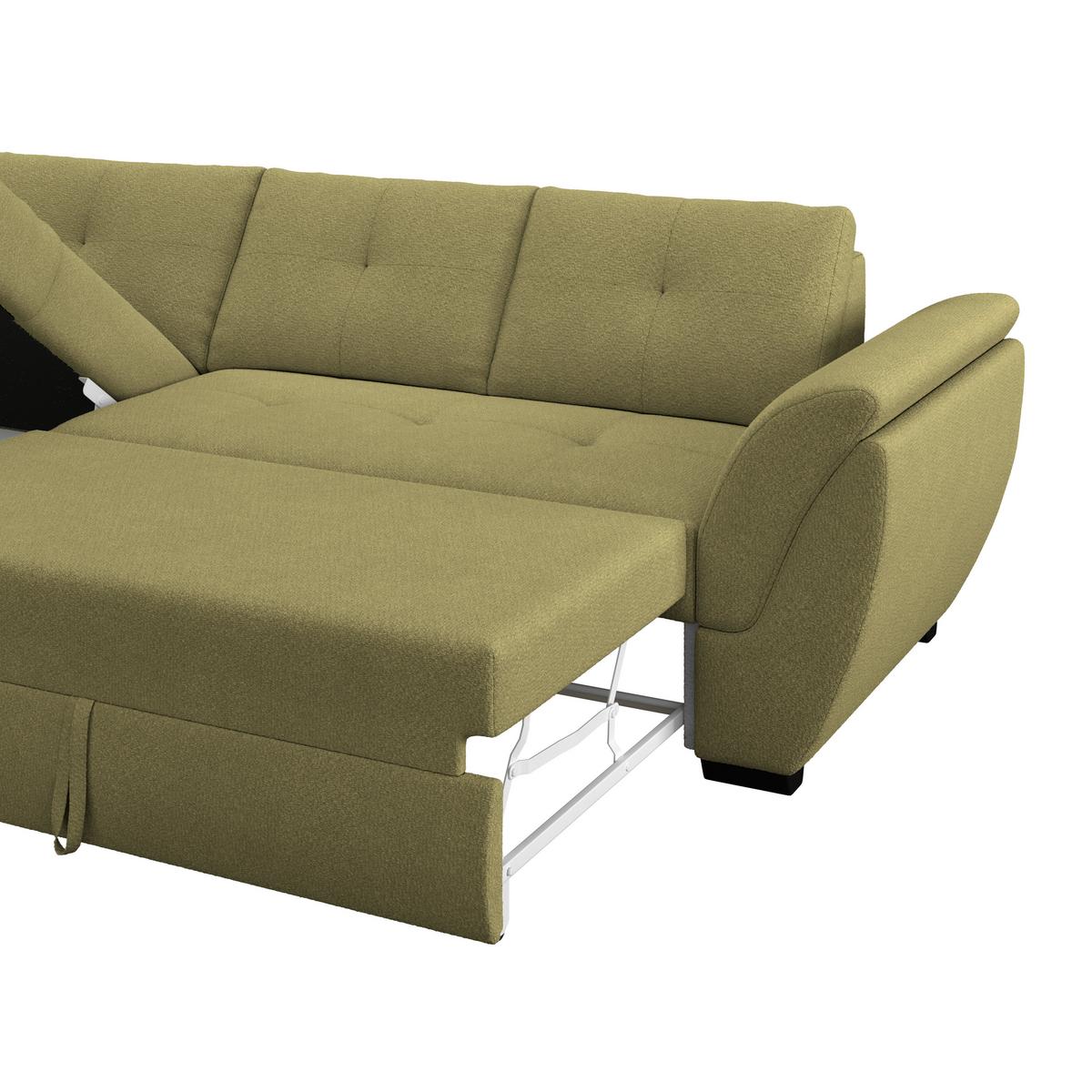 Rohová sedačka BERISSO, ľavá, zelená - čierna/zelená, Konventionell, textil/plast (187/278cm) - Ondega