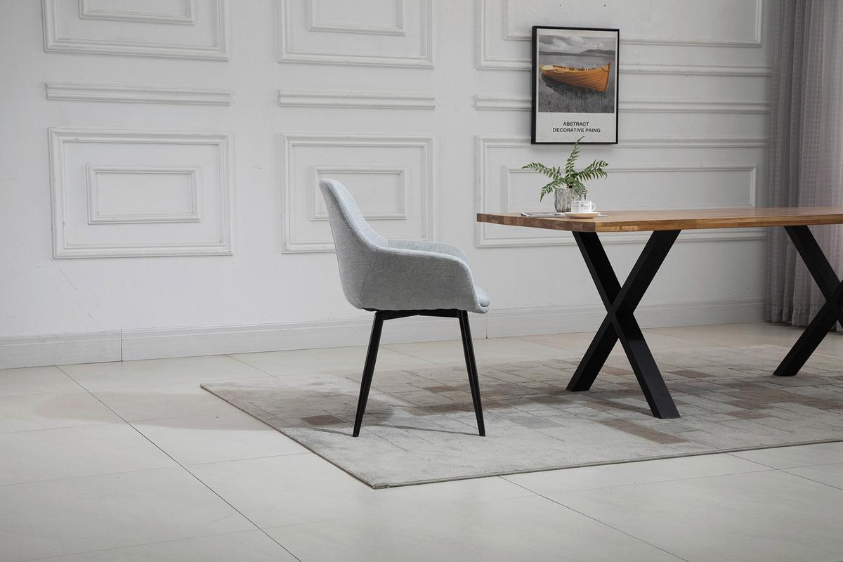 Armlehnstuhl-Set Hellgrau B: 64 cm - Hellgrau/Schwarz, MODERN, Textil/Metall (64/86/59cm) - Livetastic