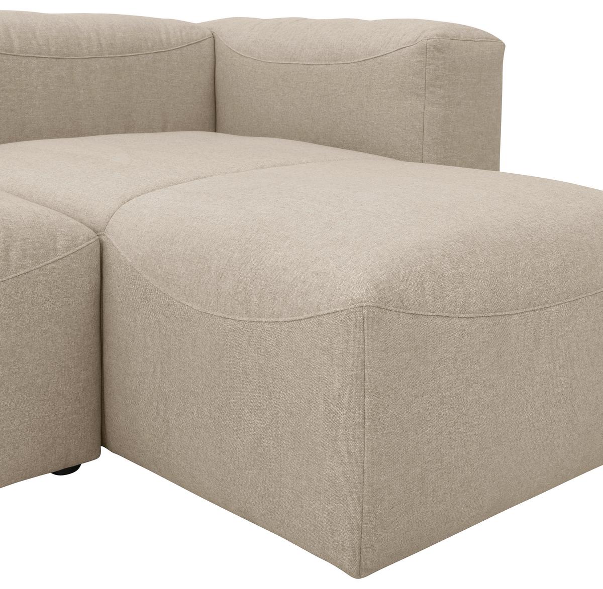Wohnlandschaft Lena Creme Flachgewebe - Creme, Design, Textil (250/350/235cm) - Max Winzer