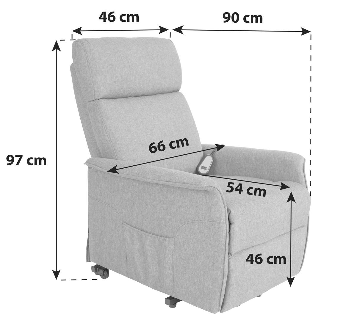 Fernsehsessel Elektrisch Graham Stoffbezug Grau - Grau, KONVENTIONELL, Textil/Metall (66/80-97/90-159,5cm) - Luca Bessoni