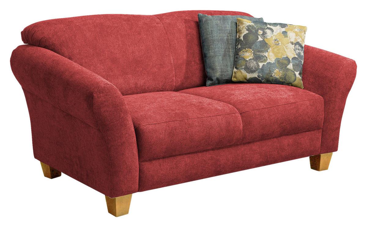 2-Sitzer Sofa Gotland rot Rücken echt, 163x84x89 cm - Rot/Naturfarben, KONVENTIONELL, Textil (163/84/89cm) - Sit & More