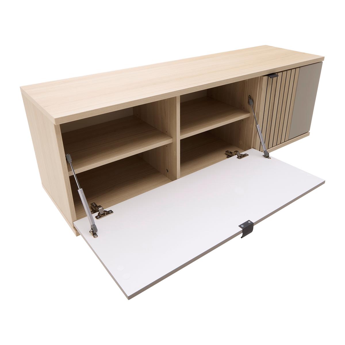 Závěsná skřiňka PISA Taupe/dekor dub - barvy dubu/černá, Moderní, kov/kompozitní dřevo (133/43/38cm) - Mömax