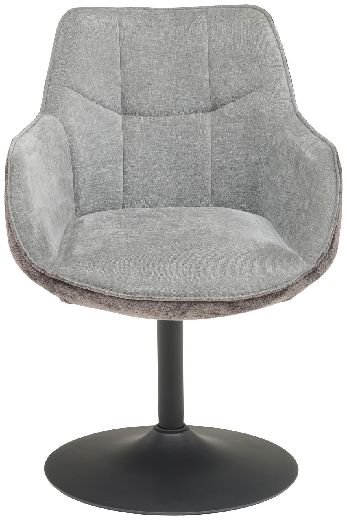 Armlehnstuhl Kaleo Chenille Grau, B: 63 Cm - Schwarz/Grau, KONVENTIONELL, Textil/Metall (63/87/64cm) - MID.YOU