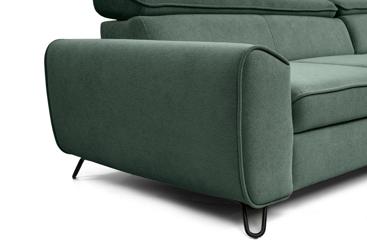 Rohová sedačka IDYLLA, pravá lesní zelená,úl.prostor,lůžko - černá/lesní zelená, Design, kov/textil (250/200cm)