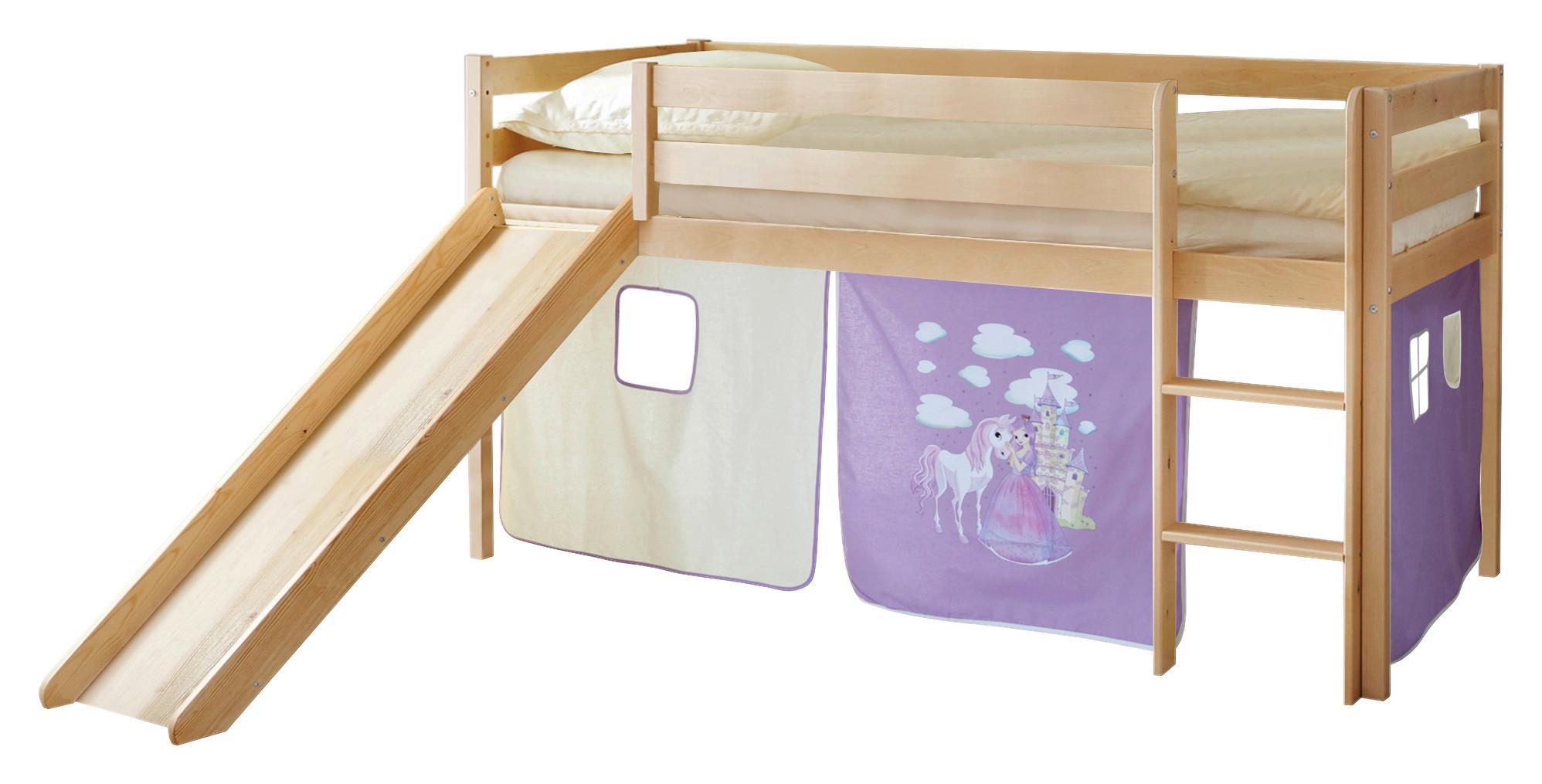 Spielbett Manuel Flieder Kiefer Massiv 90 Cm Leiter - Flieder/Kieferfarben, Natur, Holz (90/200cm) - MID.YOU