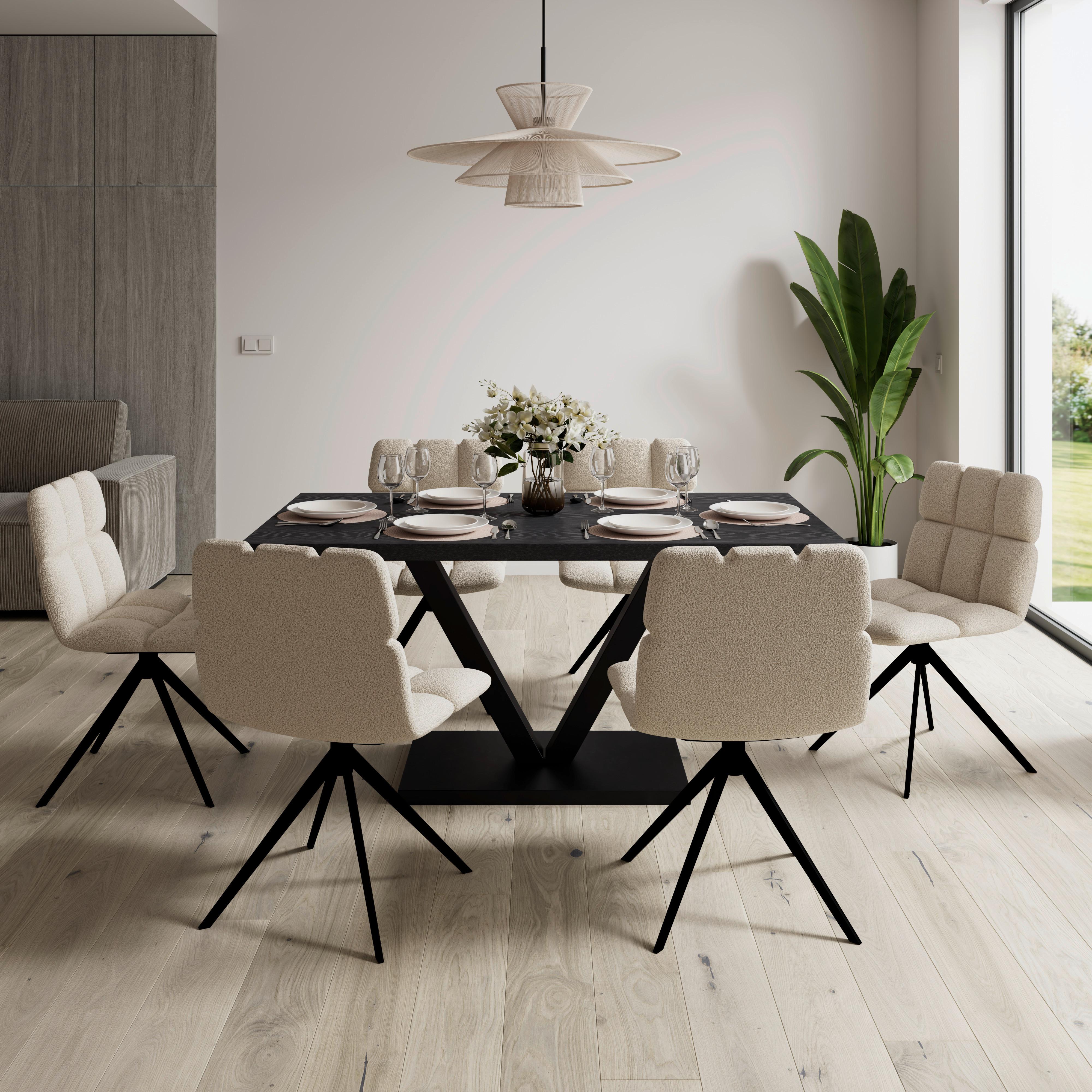 Jedálenský stôl Loca, š: 160 cm - čierna, Modern, kov/drevo (160/76/90cm) - Bessagi Home