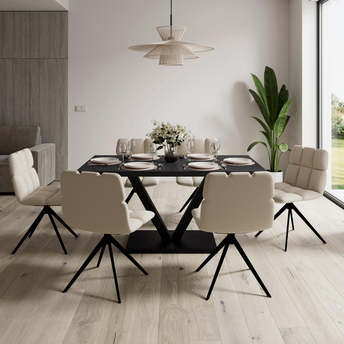 Otoční židle MALU béžová - černá/béžová, Moderní, kov/textil (53/68/83cm) - Bessagi Home