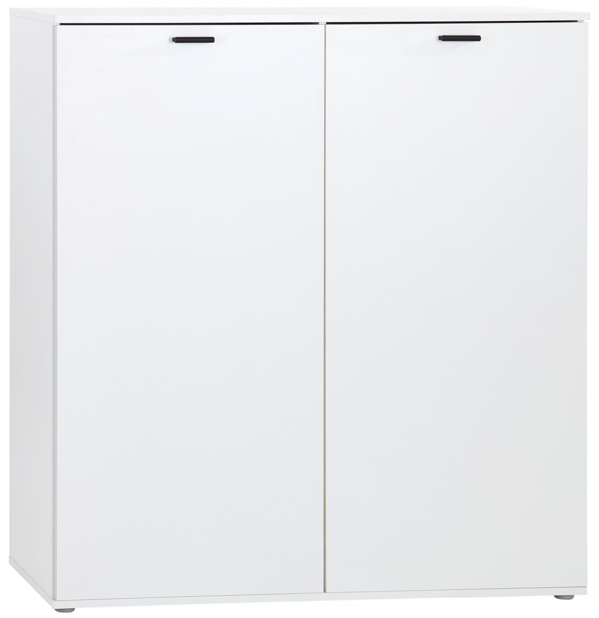 Schuhschrank Boot 2 Weiß B: 120 cm - Weiß, MODERN, Holzwerkstoff (120/125/37cm)