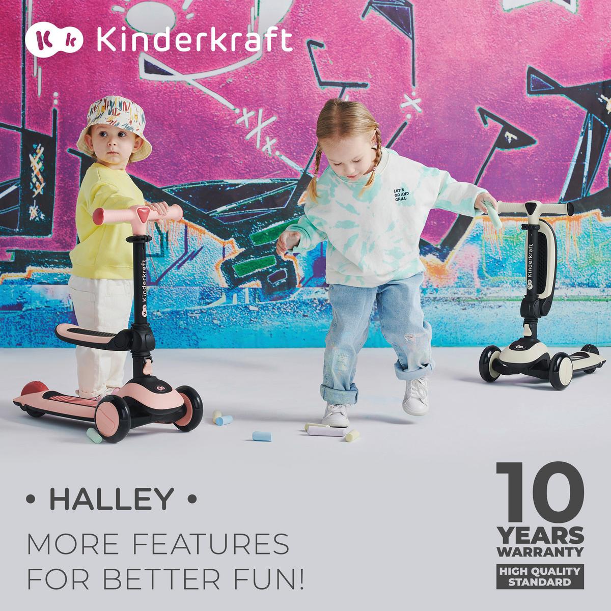 Mini-scooter Halley Grün, B/h/t: 31x64-77,5x60cm - Schwarz/Grün, Basics, Kunststoff/Metall (31/64-77.5/60cm) - Kinderkraft