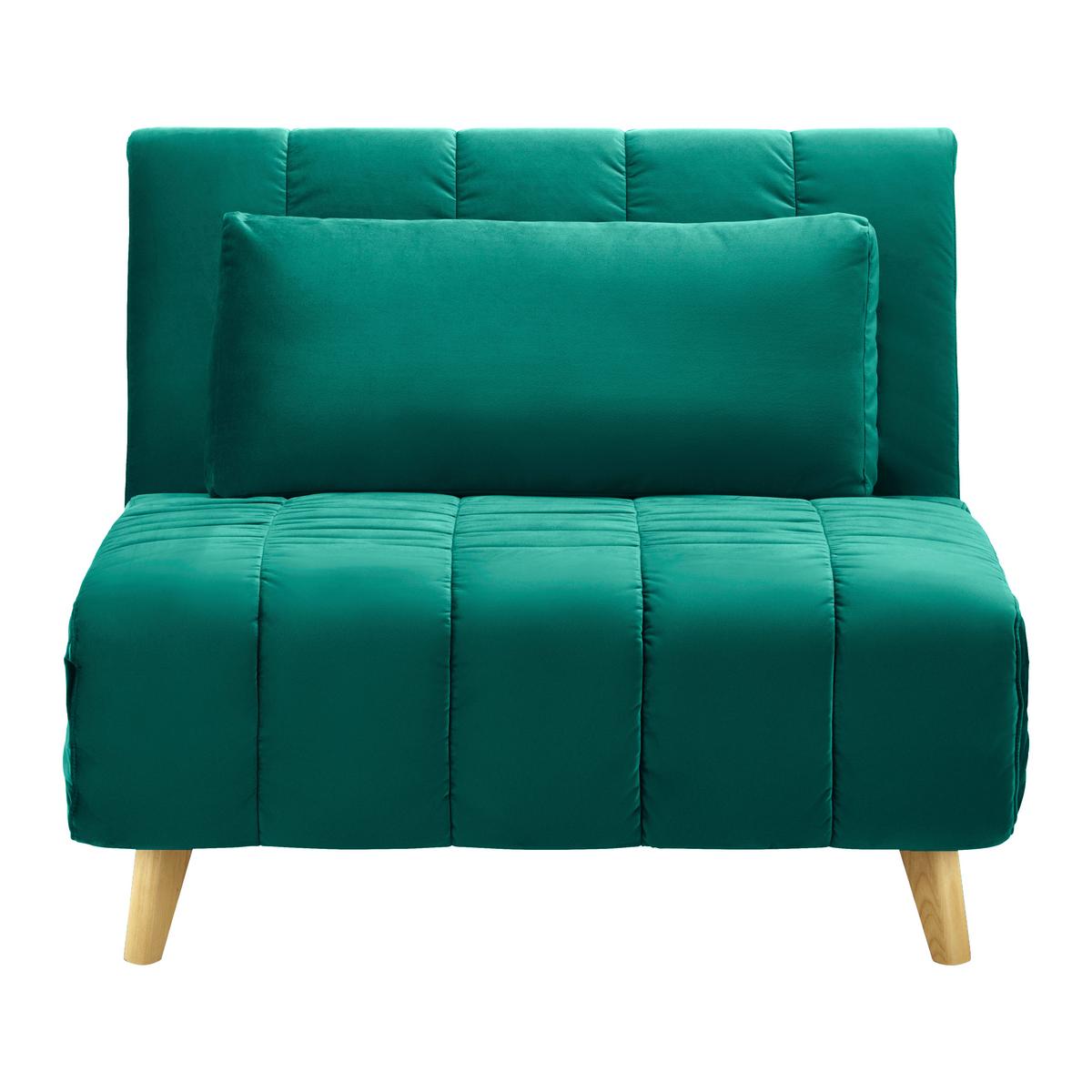 Rozkladacie kreslo Levin - zelené - zelená/prírodná farba, Modern, drevo/textil (103/94/82cm) - P & B