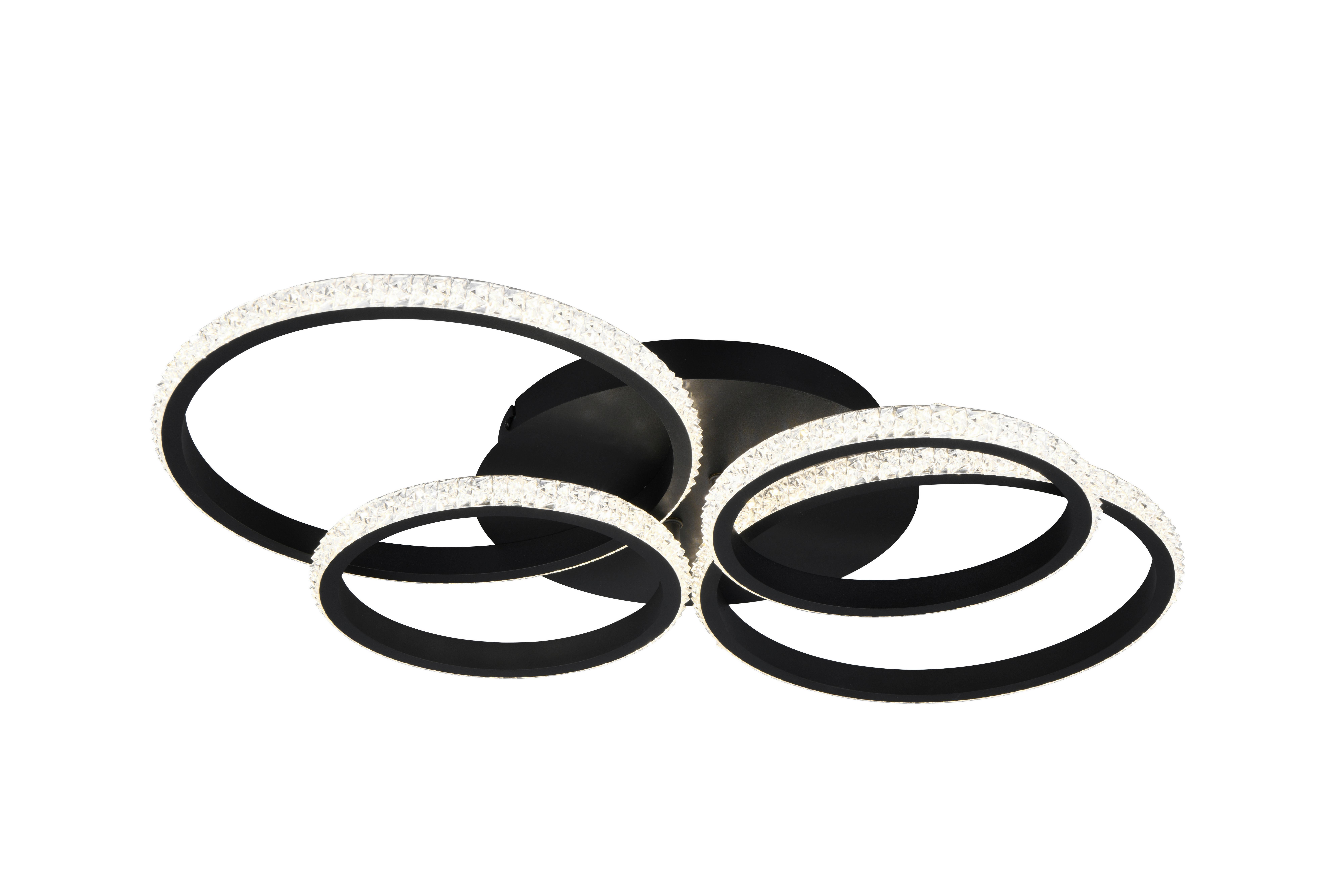 Led-deckenleuchte Cires Klar Schwarz Transparent - Klar/Transparent, Basics, Kunststoff/Metall (65,5/48,5/8,5cm)