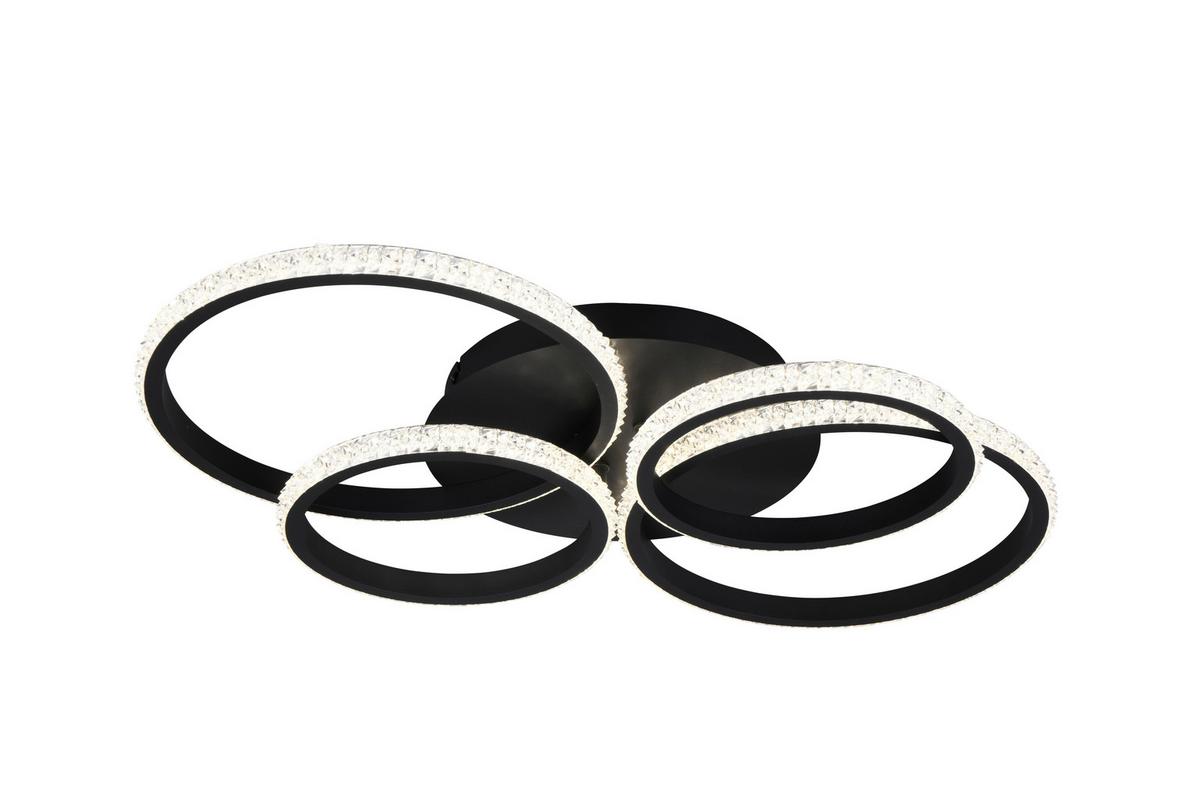 LED-Deckenleuchte Cires Klar Schwarz Transparent - Klar/Transparent, Basics, Kunststoff/Metall (65,5/48,5/8,5cm)