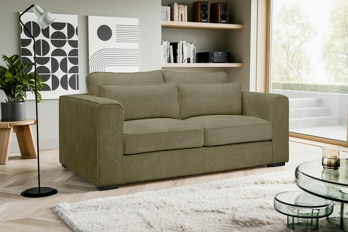 2,5-Sitzer Almera Khaki B: 200cm - Khaki/Schwarz, Basics, Holz/Textil (200/92/112cm) - MID.YOU