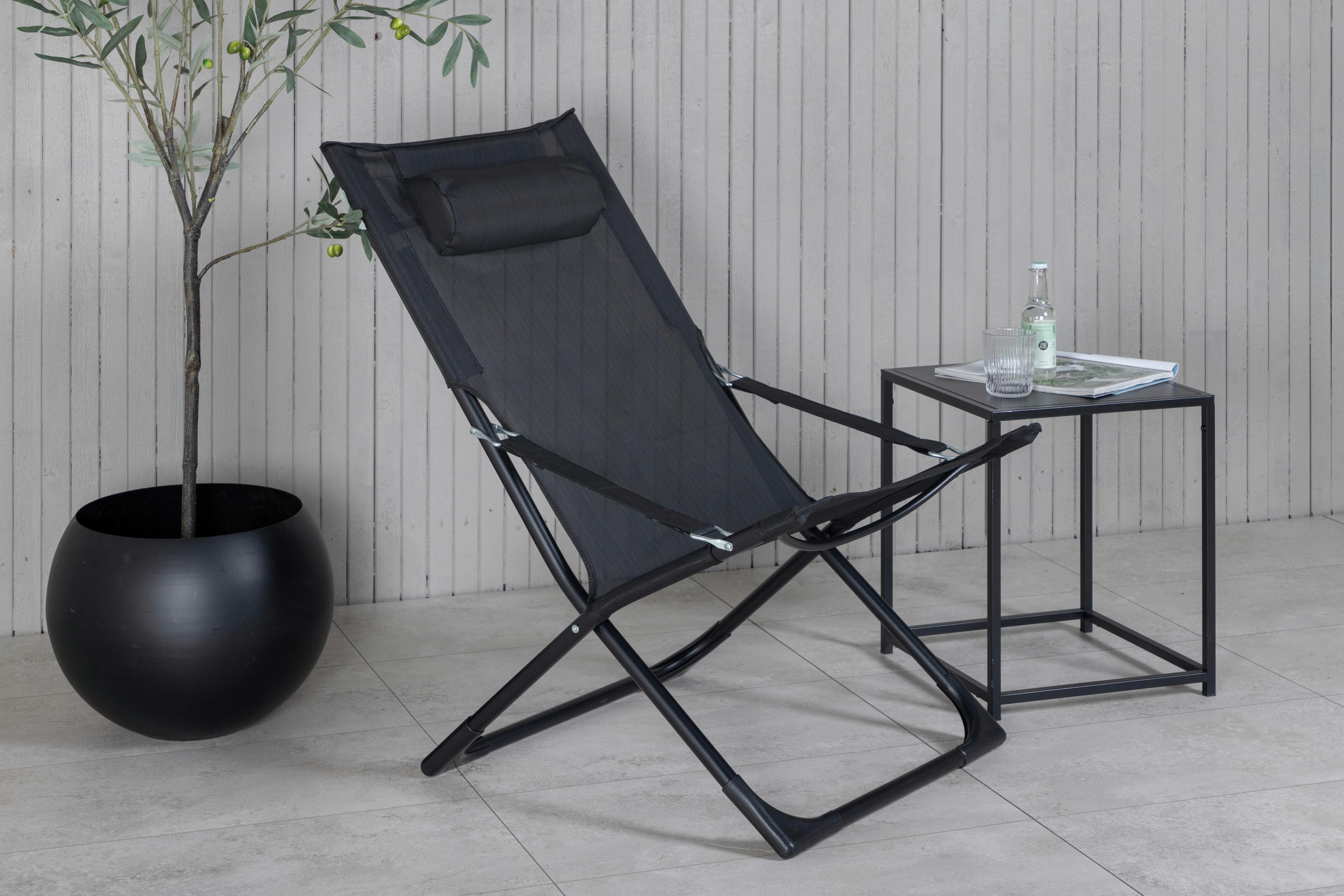 Strandsessel Seville Metall, Textil - Schwarz, KONVENTIONELL, Textil/Metall (63/89/84cm) - Gardenson