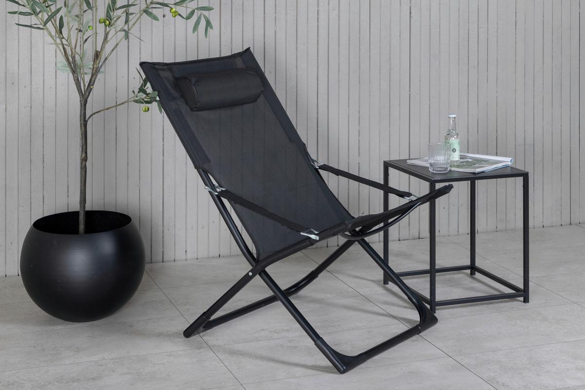 Strandsessel Seville Metall, Textil - Schwarz, KONVENTIONELL, Textil/Metall (63/89/84cm) - Gardenson