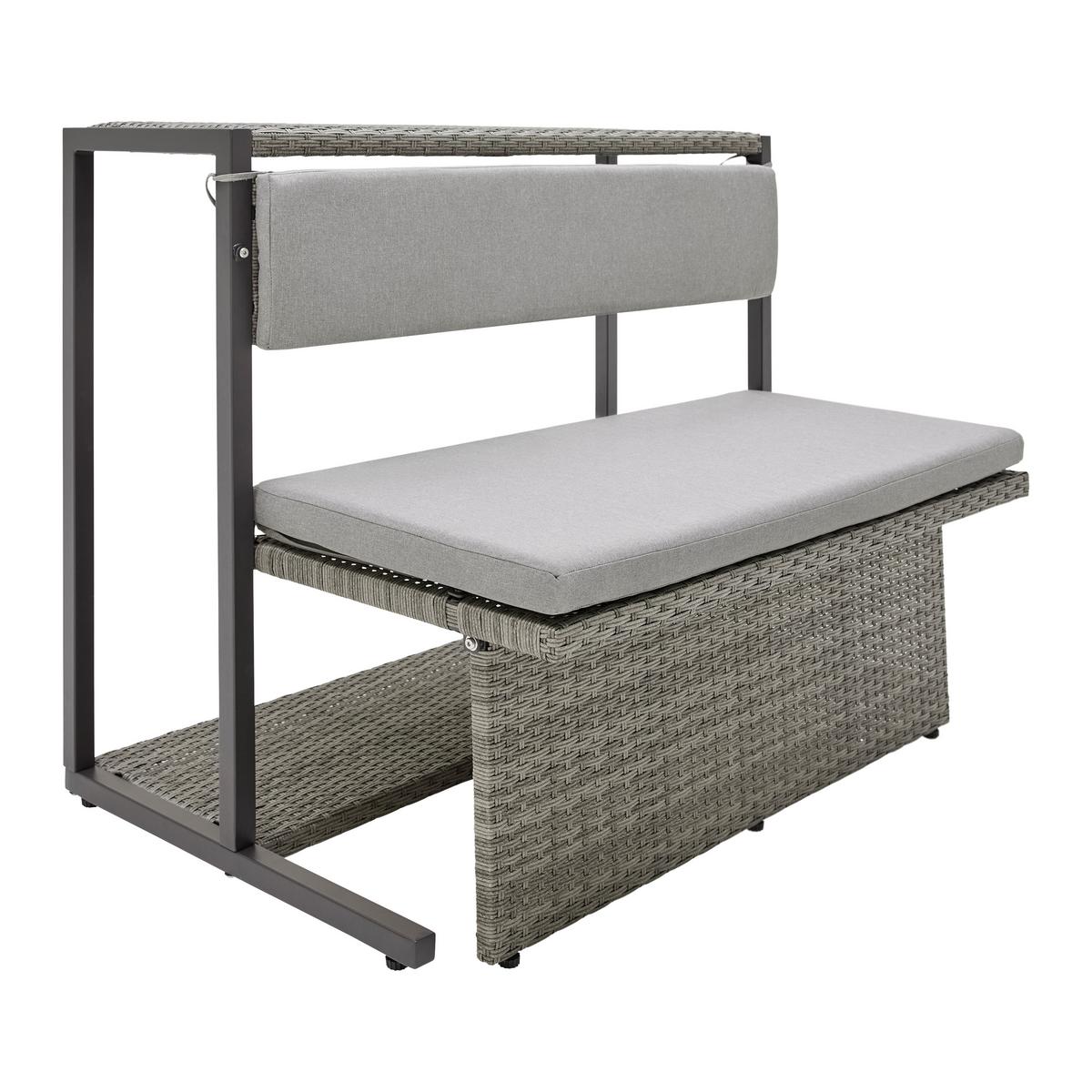 Sada na balkón MARIO šedá/hnědá - šedavě hnědá, Moderní, kov/textil (110/86,5/80cm) - Bessagi Garden