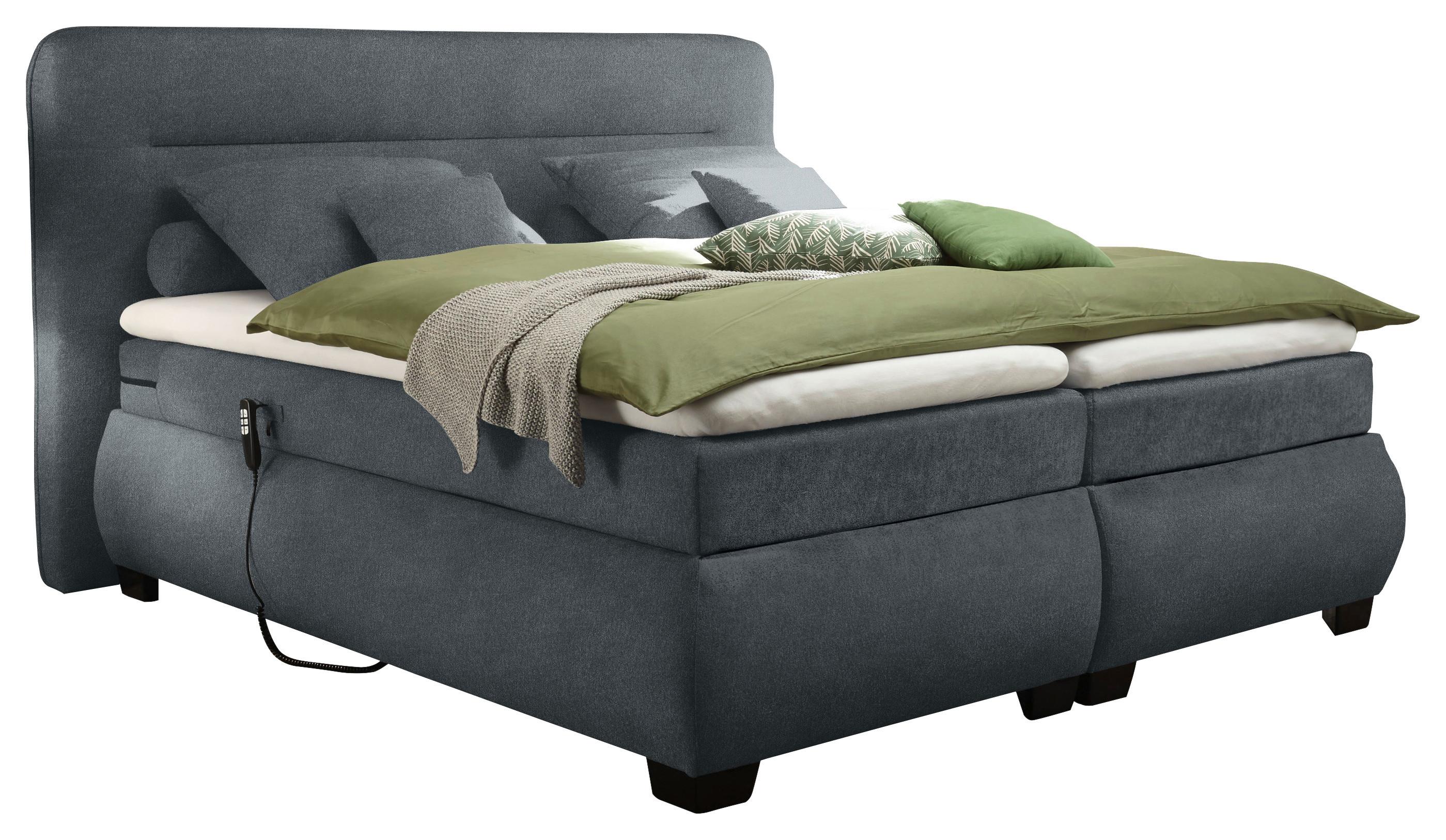 Boxspringbett Mit Topper 180x200 Evolution Verstellbar - Anthrazit/Schwarz, KONVENTIONELL, Textil (180/200cm) - MID.YOU