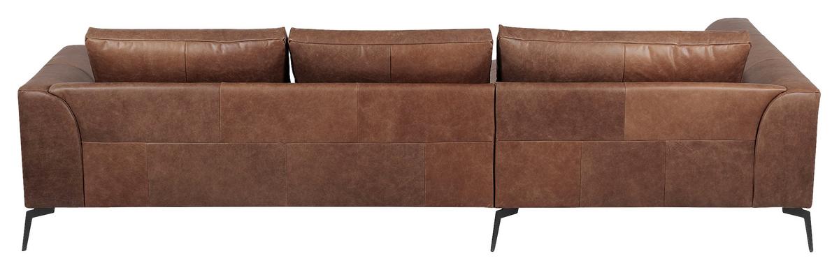 Ecksofa Berlin Braun S: 172 cm - Schwarz/Braun, Design, Leder (172/313cm) - Livetastic