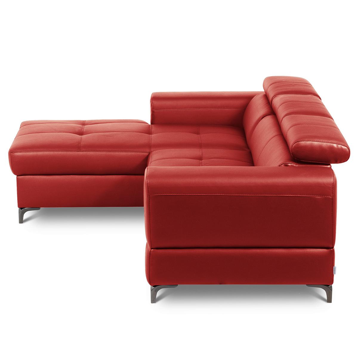 Ecksofa Torino Teilleder Rot 173x247 - Rot/Schwarz, Design, Leder/Textil (173/247cm) - Livetastic