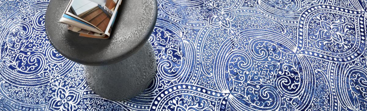 Webteppich Grace Blau/silberfarben 130x190 Cm - Blau/Silberfarben, Design, Textil (130/190cm) - WECON HOME