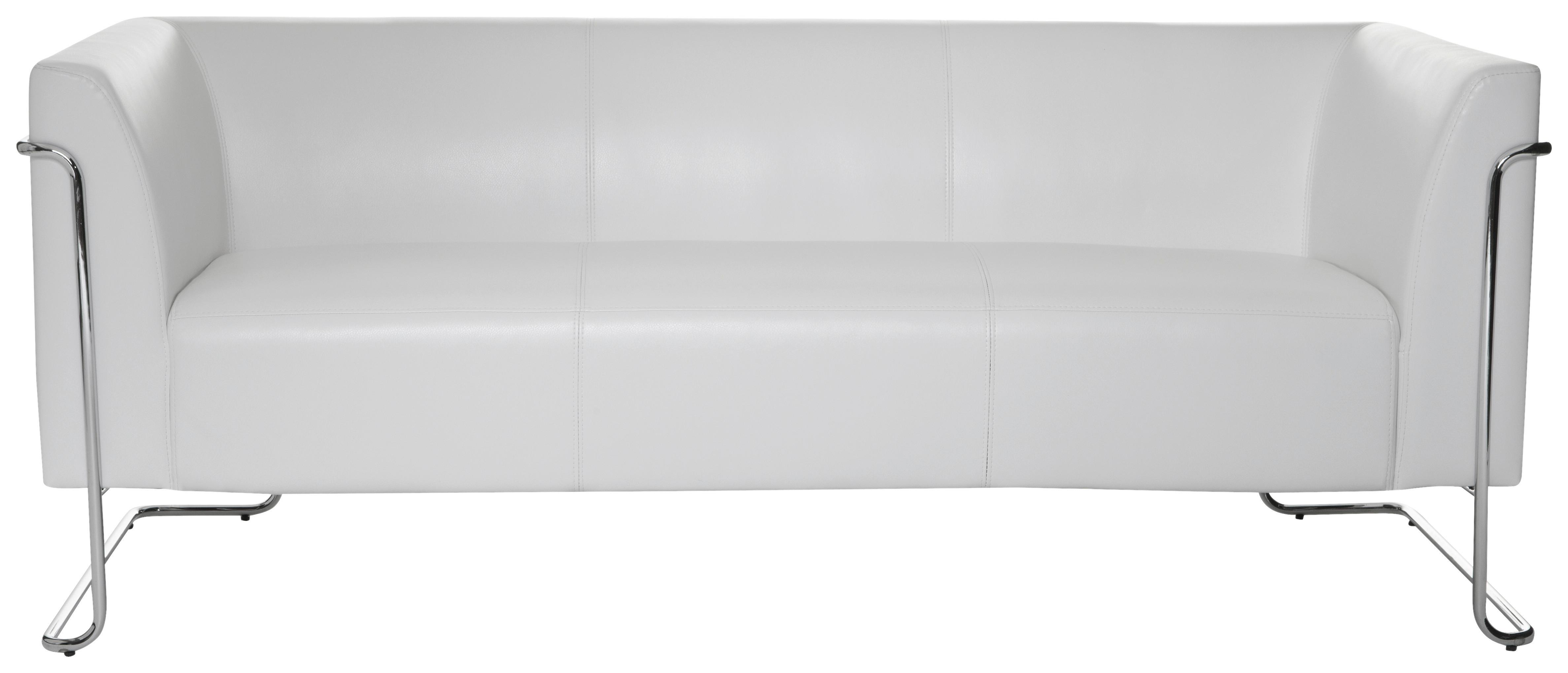 3-Sitzer-Sofa Curacao Weiß Lederlook B: 179 cm - Silberfarben/Weiß, MODERN, Textil (179/71/74cm) - MID.YOU