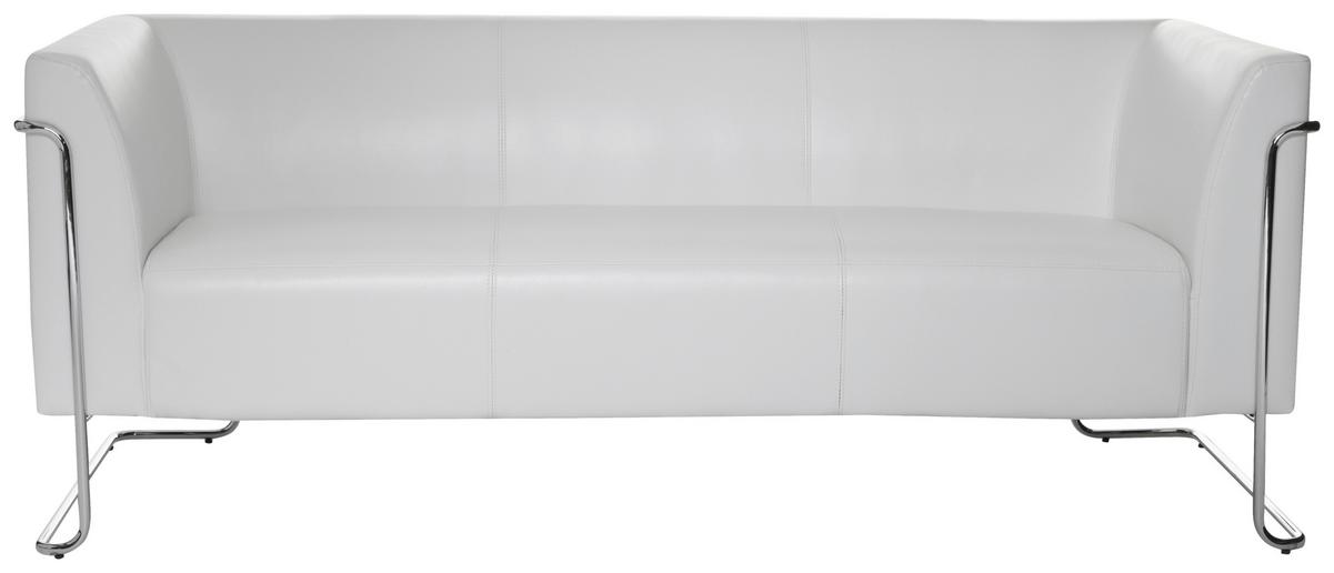 3-Sitzer-Sofa Curacao Weiß Lederlook B: 179 cm - Silberfarben/Weiß, MODERN, Textil (179/71/74cm) - MID.YOU