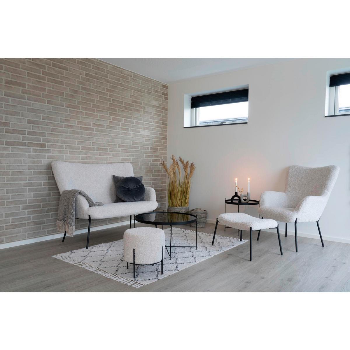 Hocker Glasgow Weiß, B/H/T: 63x39x42,5cm - Schwarz/Weiß, Basics, Textil (63/39/42.5cm)