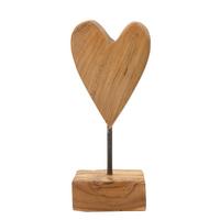Skulptur Heart Teak Braun, B: 10 cm - Braun, Basics, Holz (10/25/10cm)