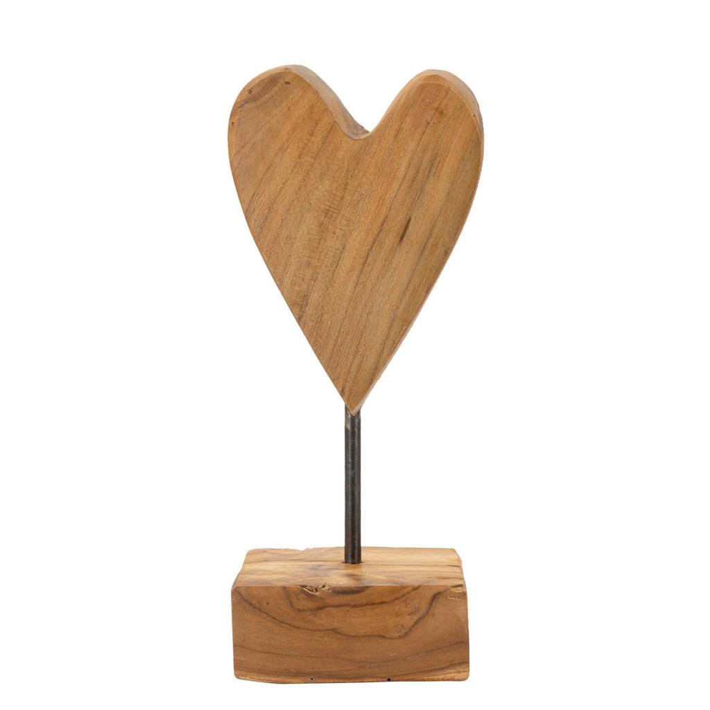 SKULPTUR Heart TEak braun, B: 10 cm