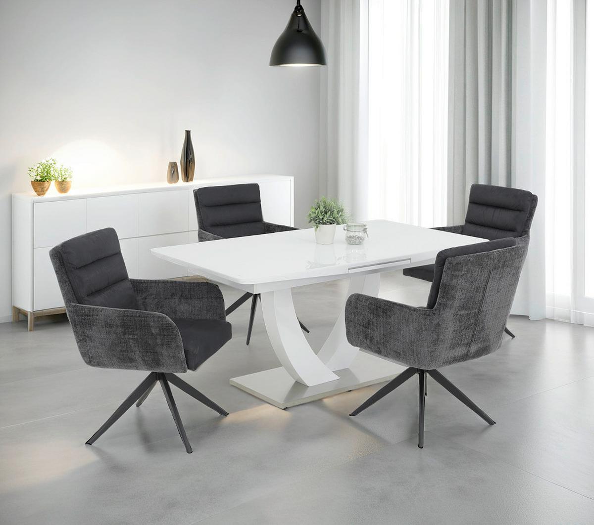 Armlehnstuhl-set Leandra S 2er-Set - Anthrazit/Schwarz, MODERN, Textil/Metall (63/92/69cm) - MID.YOU