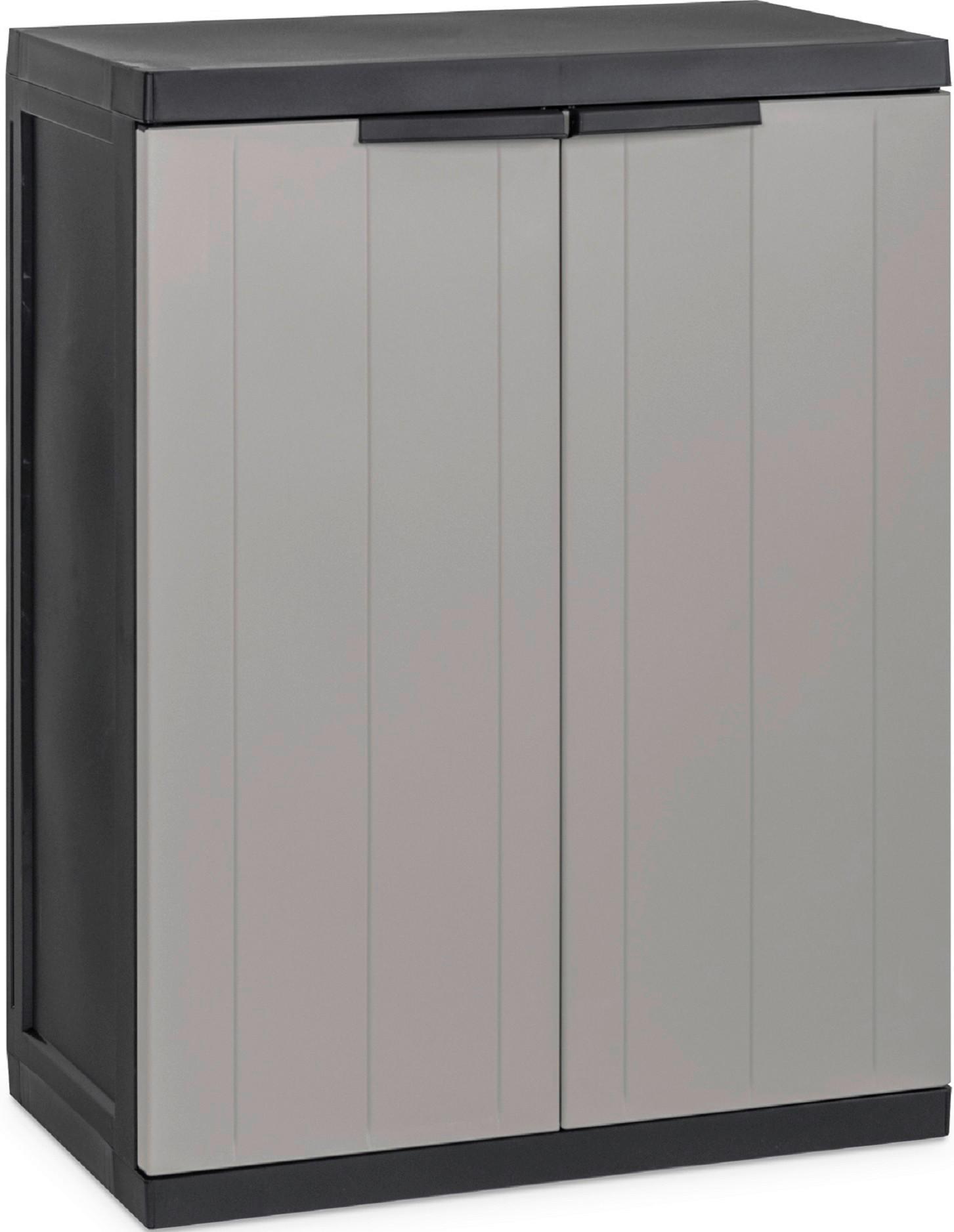 Werkzeugschrank Bio Midi Klein 65x85x37 cm versperrbar - Hellgrau/Schwarz, Basics, Kunststoff (65/85/37cm)