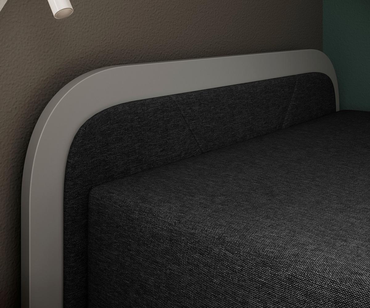 Bett Parys Left Graphitfarben Lf: 80x190 Cm - Hellgrau/Schwarz, MODERN, Holz/Textil (80/190cm) - MID.YOU