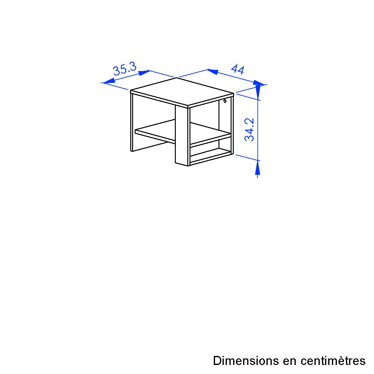 Nachtkästchen NAEL B: 44 cm - Eichefarben/Schwarz, Basics, Holzwerkstoff (44/35/36cm)