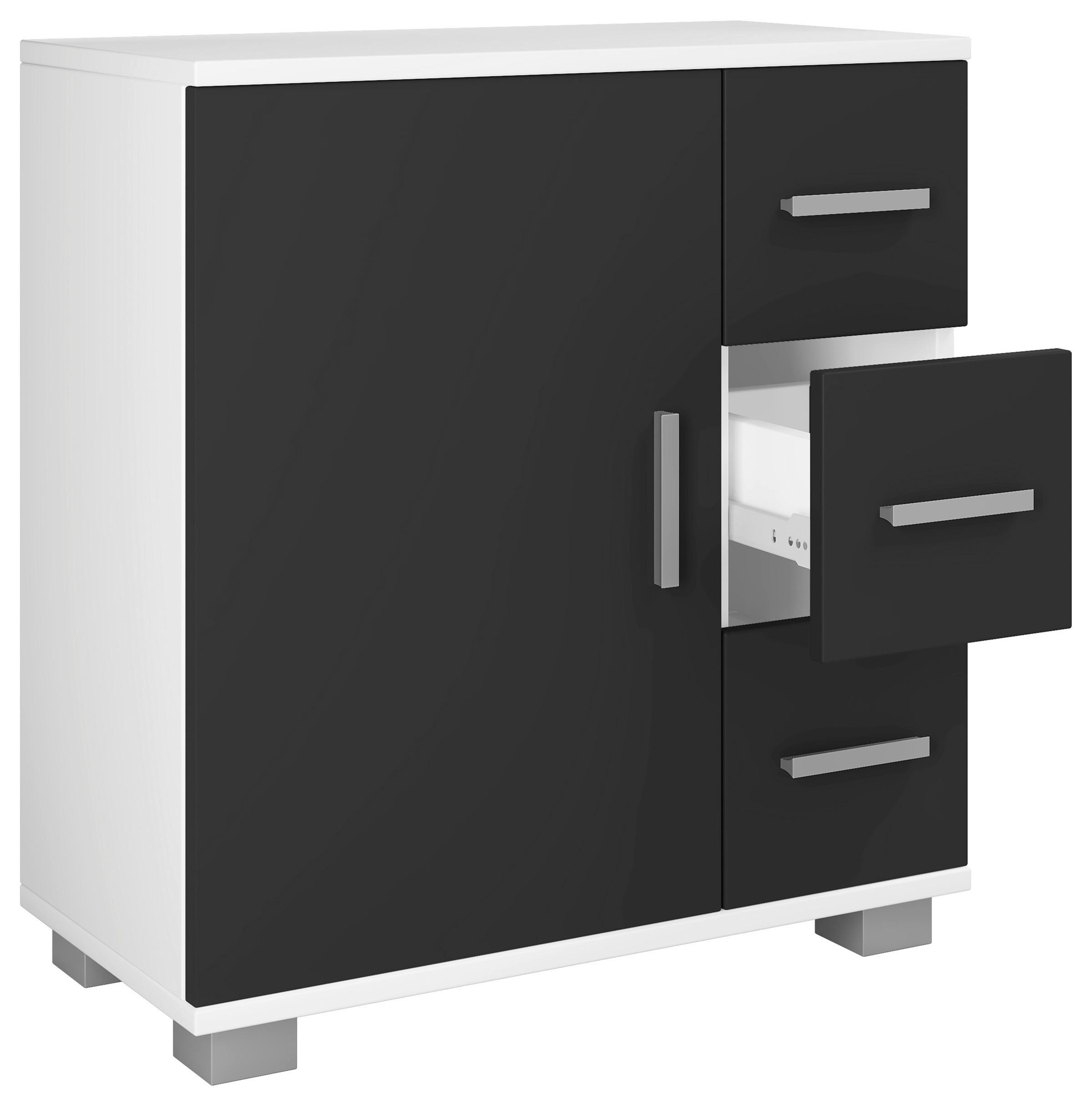 Waschbeckenunterschrank Zalo XL B: 60 cm Schwarz/Weiß - Schwarz/Weiß, MODERN, Holzwerkstoff (60/65/30,4cm) - MID.YOU