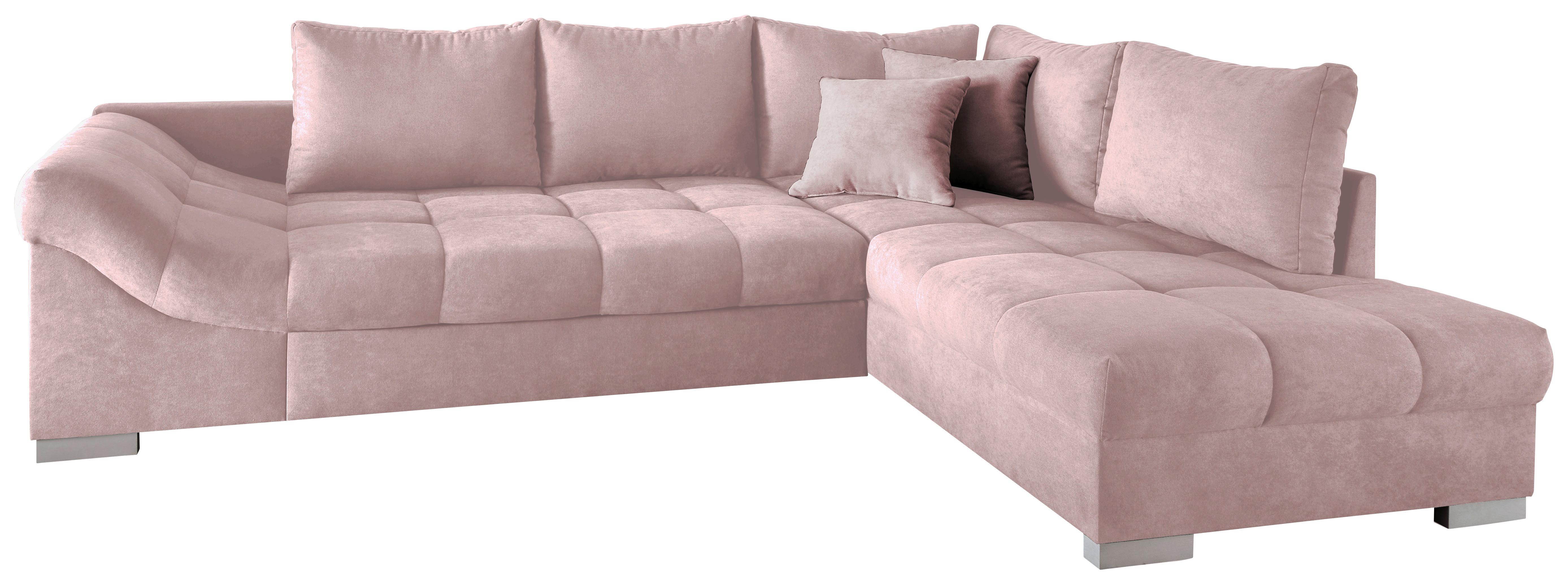 Eckschlafsofa Alvito Rosa S: 298/202 cm - Silberfarben/Rosa, Design, Textil (298/202cm) - MID.YOU