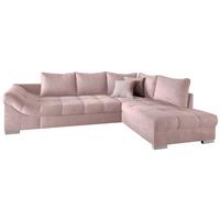 Eckschlafsofa Alvito Rosa S: 298/202 Cm - Silberfarben/Rosa, Design, Textil (298/202cm) - MID.YOU
