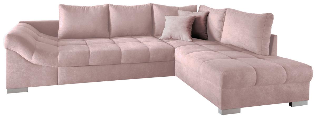 Eckschlafsofa Alvito Rosa S: 298/202 Cm - Silberfarben/Rosa, Design, Textil (298/202cm) - MID.YOU